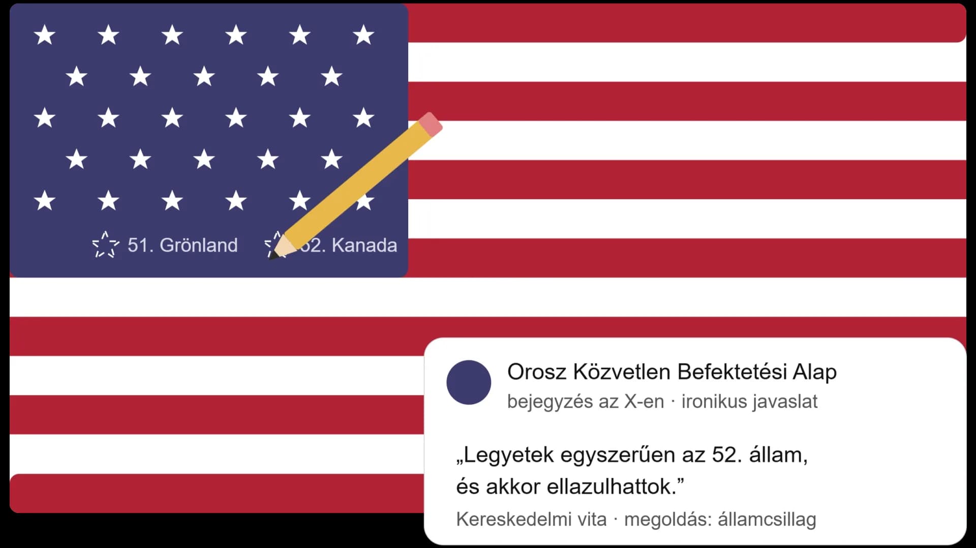 Orosz gúnyirat: Kanadának az USA 52. államává kellene válnia