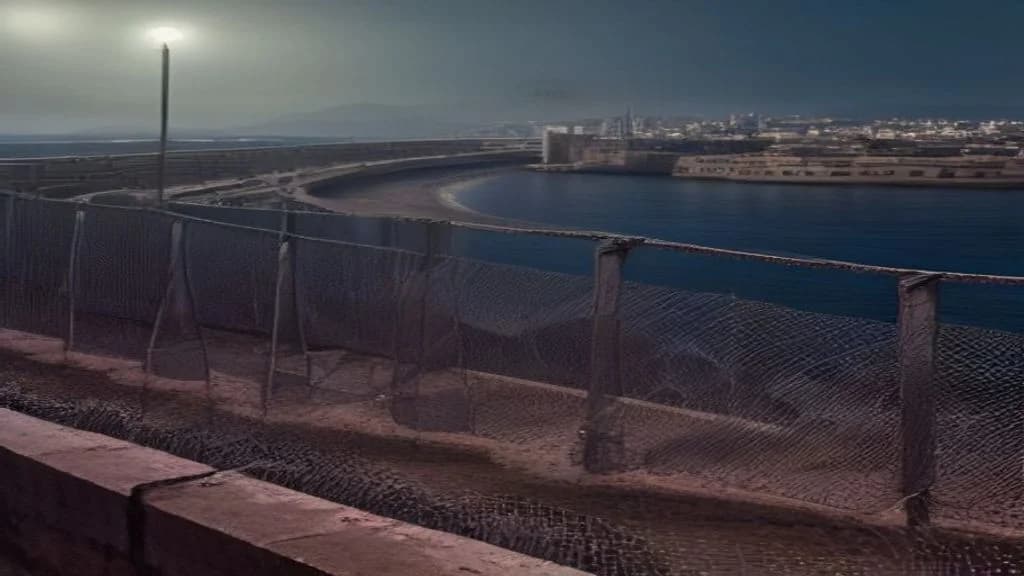 Határzár és hullámtörő Ceuta térségében